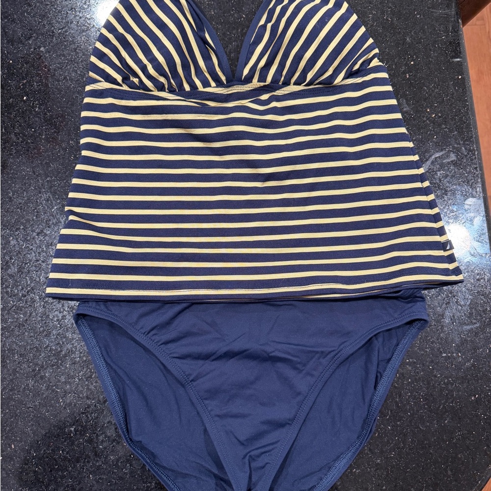 Nautica Navy and Yellow Striped Swim Set